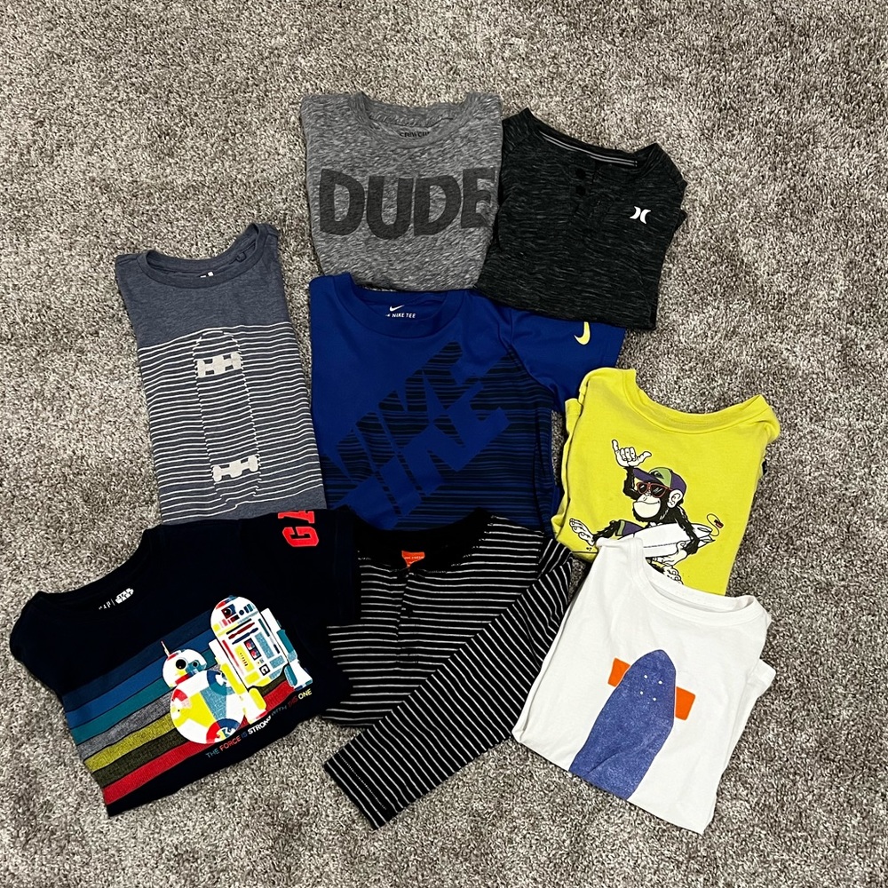 Boys long sleeve/short sleeve shirts size 4/5 Nike Crew Cuts
